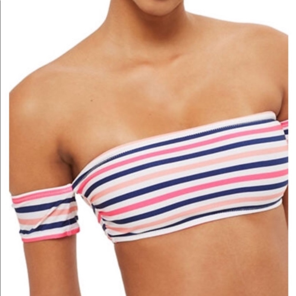 TOPSHOP stripe Bardot bikini top Sz 4